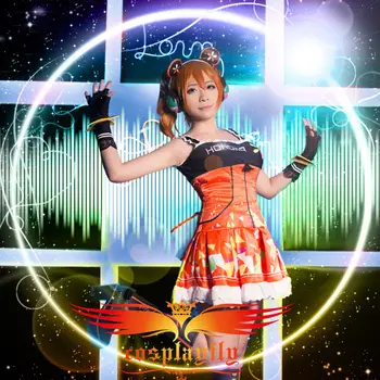 

Love Live! Honoka Kousaka Video Games Awakening Cosplay Costume Custom Adult Women Orange Satin Tight Dress Stockings Hairband