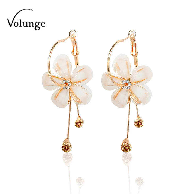 

Fashion Temperament Five Petal Flower Earrings Sweet Camellia Flower Crystal Earrings For Women 2017 New Jewelry Gift