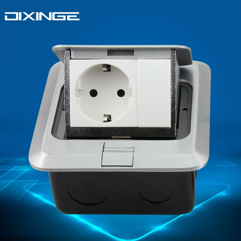 Europe Germany Standard Socket With Blank Key Silvery PC Panel Wall Socket 16A 250 V B120 L131