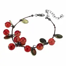 Pulsera de cobre cereza vintage dulce para mujer, brazalete estético de regalo pequeño a la moda