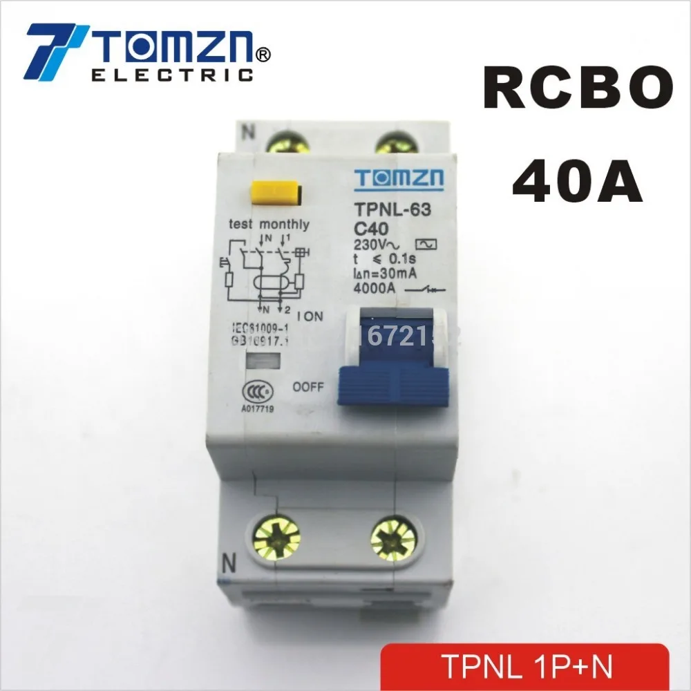 TPNL 1P+ N 40A 230 В~ 50 Гц/60 Гц УЗО с защитой от перегрузки по току и утечки RCBO