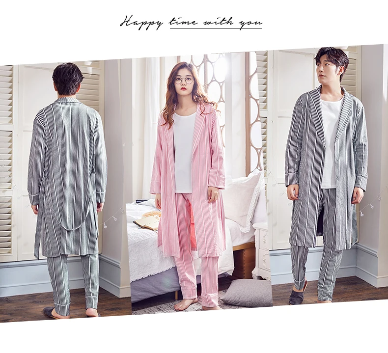 Комплект из 3 предметов Sets100 % хлопковые пижамы Элегантный комплект Для женщин пижамы Для мужчин пижамы пижамные комплекты Ночные сорочки