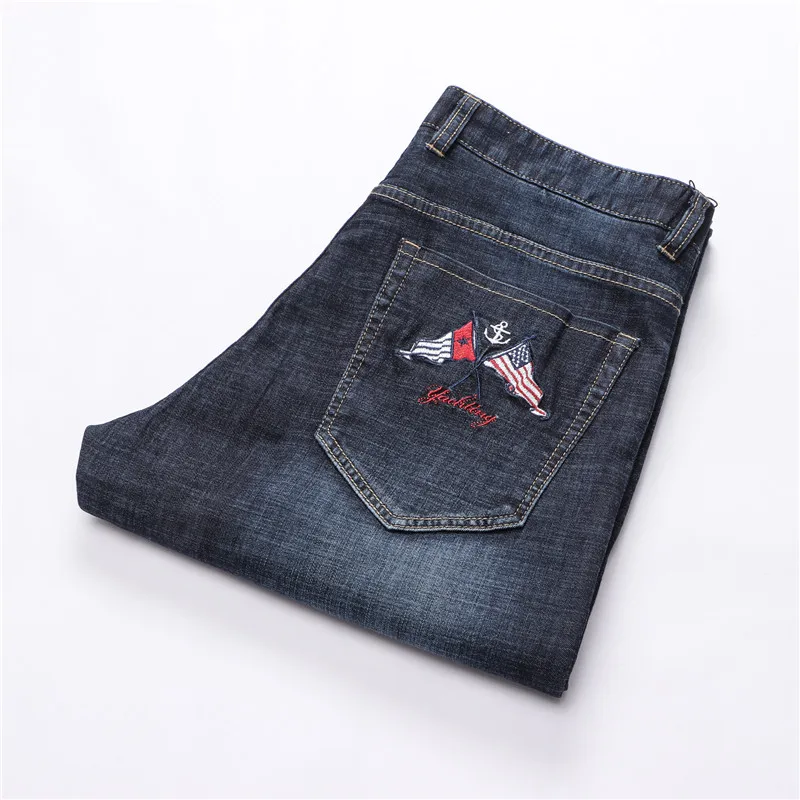 TACE& SHARK Брендовые мужские джинсы высокого качества, мужские деловые повседневные джинсовые штаны с акулой, модные брюки с вышивкой размера плюс - Цвет: 3