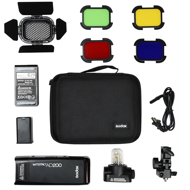 GODOX AD200 TTL 2 4G HSS 1/8000s карманный фонарик с двойной головкой 200Ws литиевой батареей 2900mAh