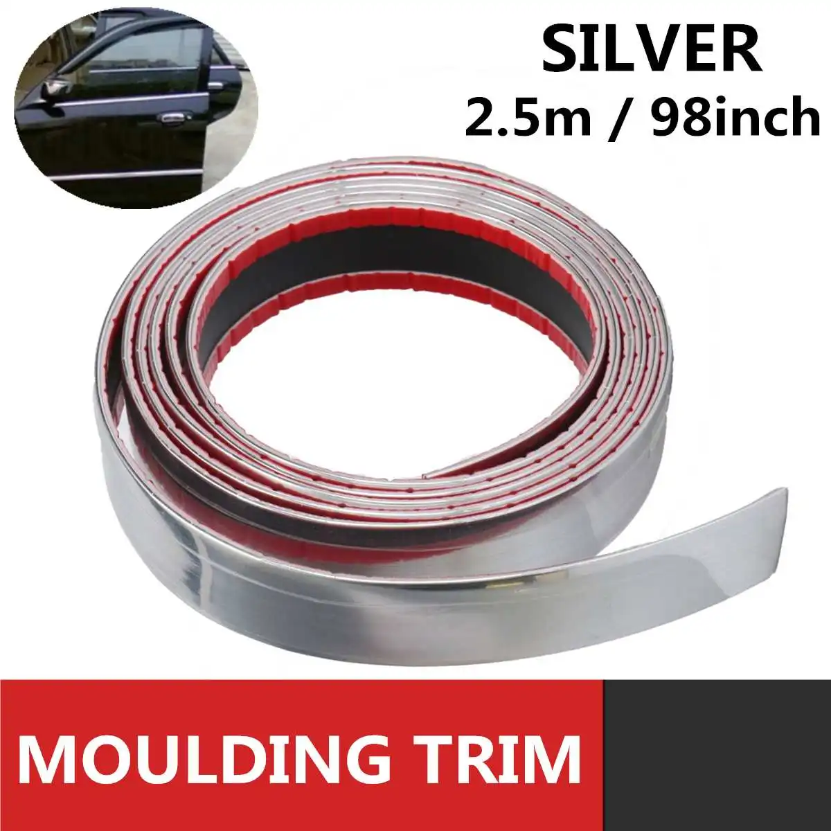 

30mm 2.5m Exterior Car Chrome Auto Adhesive Strip Trim Tape Molding Styling Decoration Car Bumper Strip Protector Sticker