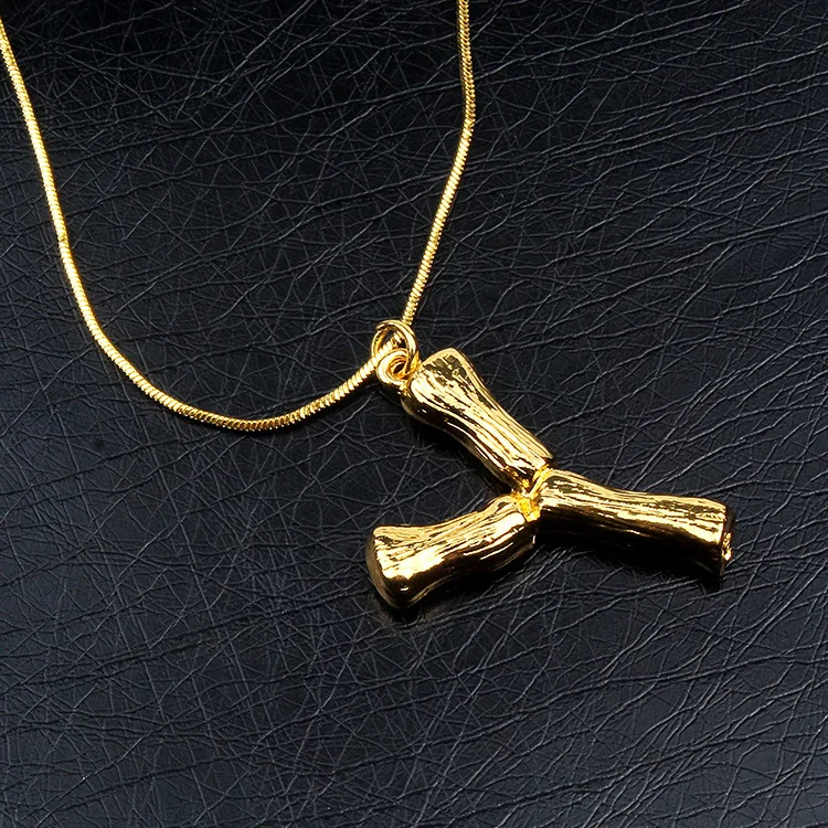 A-Z, модное персонализированное ожерелье с подвеской в виде букв алфавита, цепочка золотого цвета, оригинальные бамбуковые подвески, ожерелье s для женщин, ювелирные изделия - Окраска металла: Y