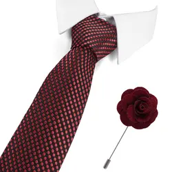 Костюм с галстуком свадебные галстуки аксессуары новый дизайн 7,5 см жаккард Шелковый галстук для Для Мужчин's Бизнес Gravatas с Бесплатная брошь
