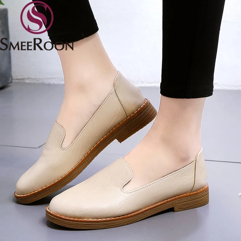 

Smeeroon size 35-40 new flats shoes women round toe shallow casual loafers simple ladies shoes women flats 2019 solid colors