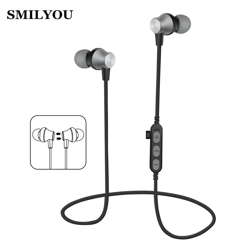 SMILYOU Sport Bluetooth Earphones stereo music wireless headphone earphone for phone Magnetic Headset headphone with Microphone bluetooth-earphones