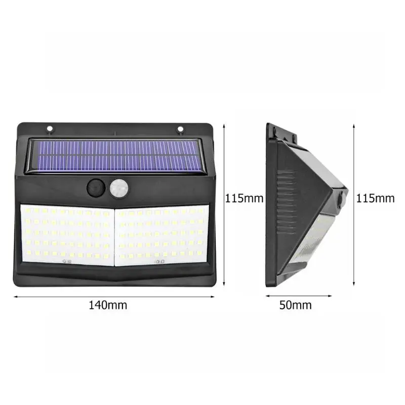 100LED Солнечный PIR датчик движения настенный светильник наружная Водонепроницаемая садовая лампа