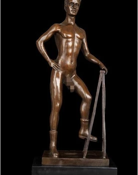 

Art Deco Sculpture Nude Man Body Model Figurine Bronze Statue Signed