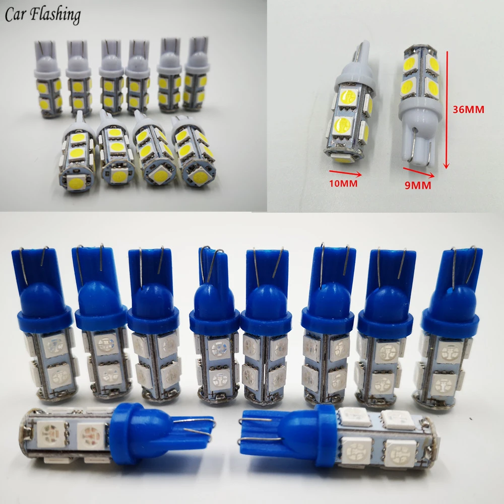 10 шт. Автомобильный светодиодный 194 168 W5W T10 9SMD 5050 автомобильный мобильный | Отзывы и видеообзор