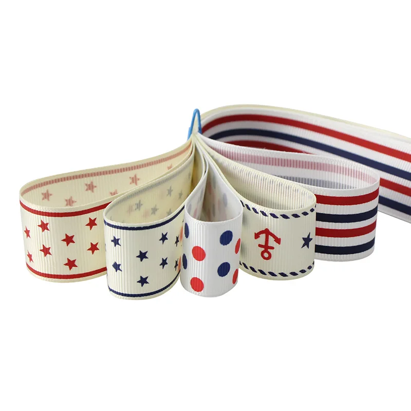 

1y/5y 25mm Navy Printed Grosgrain Ribbons Hair Bow Wrapping DIY Trim Ribbon Sewing Craft Decoration Materials LX008