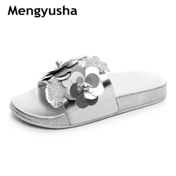 

Women Slides 2018 Fashion Slippers Platform Sandals Summer Bling Beach Slides Flip Flops Comfortable Flat Shoes Chaussure Femme
