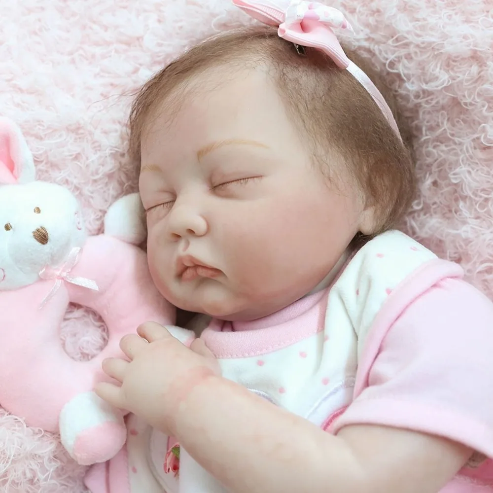 

22 Inch Realistic Newborn Reborn Doll Toys Full Body Soft Silicone Vinyl Toddler Newborn Sleeping bebe Doll Toys For Girls Gift