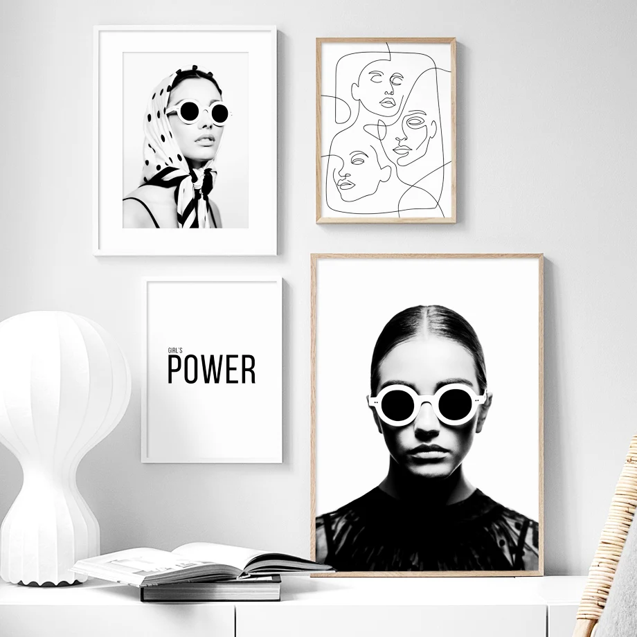 

Glasses Lady Abstract Line Girl Fashion Wall Art Canvas Painting Nordic Posters And Prints Wall Pictures For Living Room Decor