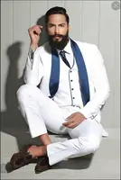 Изготовленный на заказ белый свадебные костюмы для мужчин синий шаль лацкан Slim Fit жениха фраки строгие вечерние Мужской костюм, смокинг