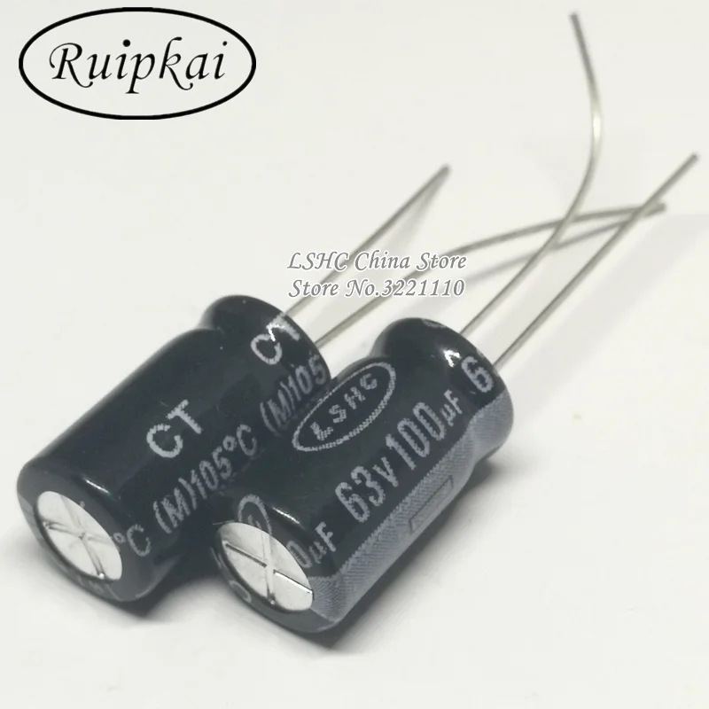50pcs 100UF 63V 8x12mm Aluminum Electrolytic Capacitor 63V 100UF 8*12mm CT series 105