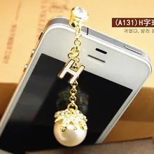 Горячая Распродажа H Алфавит Алмазный жемчуг Пылезащитная заглушка для телефона Разъем для наушников для Iphone для samsung для Xiaomi для LG