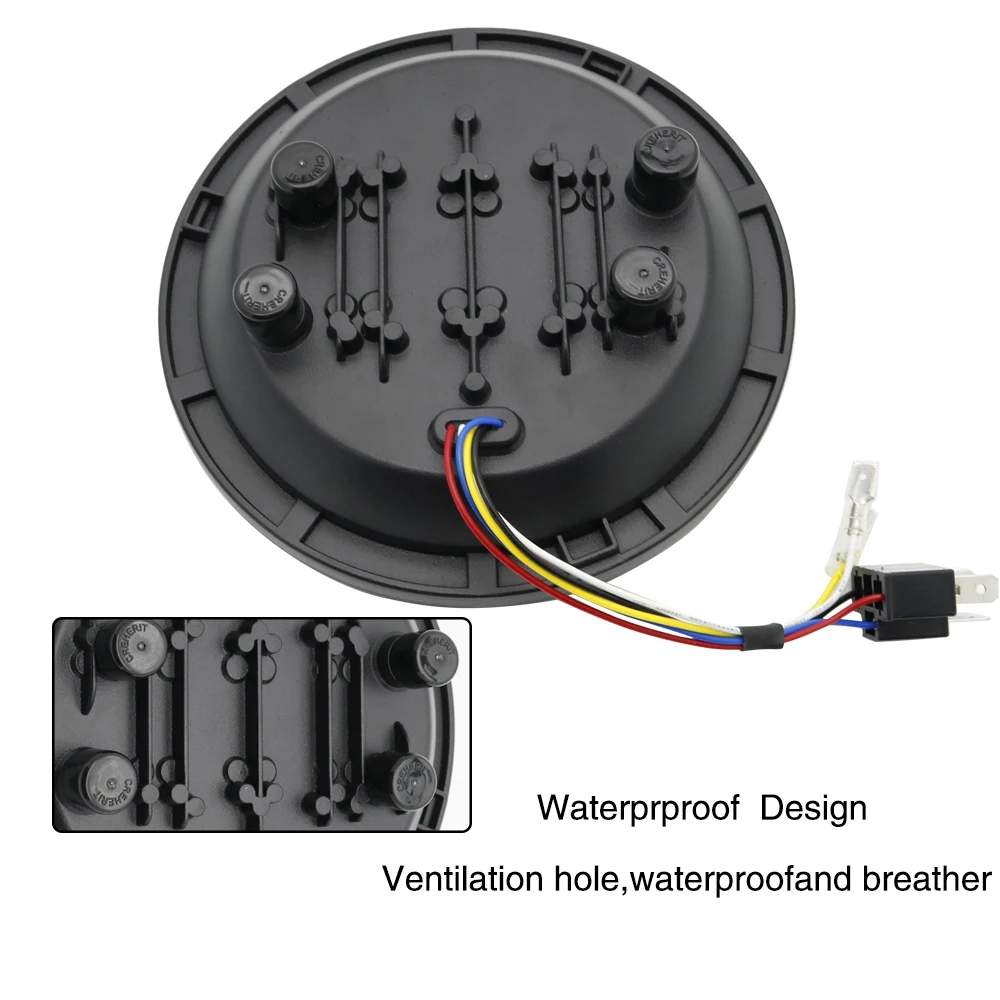 2X 7 Inch 90W 80W H4 LED Round Headlight Daymaker Projector LED Headlamp With Angle Eyes & DRL &Turn light For Jeep Lada Niva (49)