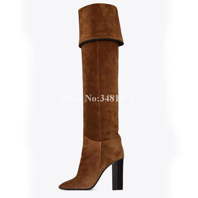 Г.; осенне-зимние коричневые модные однотонные женские ботинки из флока на высоком квадратном каблуке с круглым носком и бахромой; стандартный размер