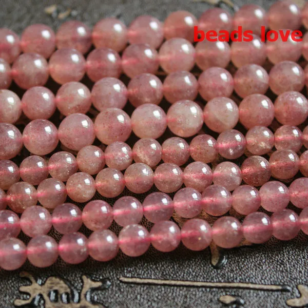 

Pick Size4.6.8 .10MM Natural Genuine Strawberry Quartz Stone Round Loose Beads 15.5"/Strand Free Shipping-F00202