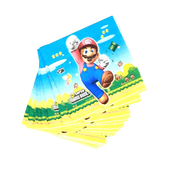 

20pcs Super Mario Theme party paper napkin kids boy happy Birthday Party Decor baby shower Adult party paper towel