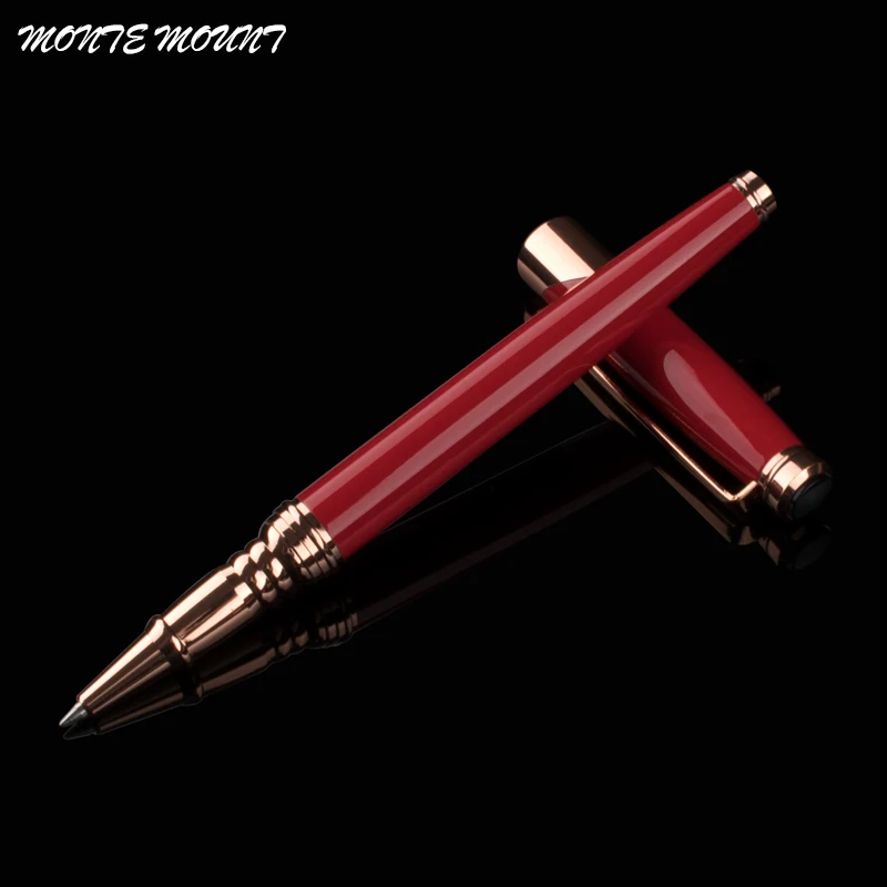 

Smooth Writing metal Roller Ball Pen with fashion gift pen Executive good quality pen red with Rose Gold clip caneta Gel Pen