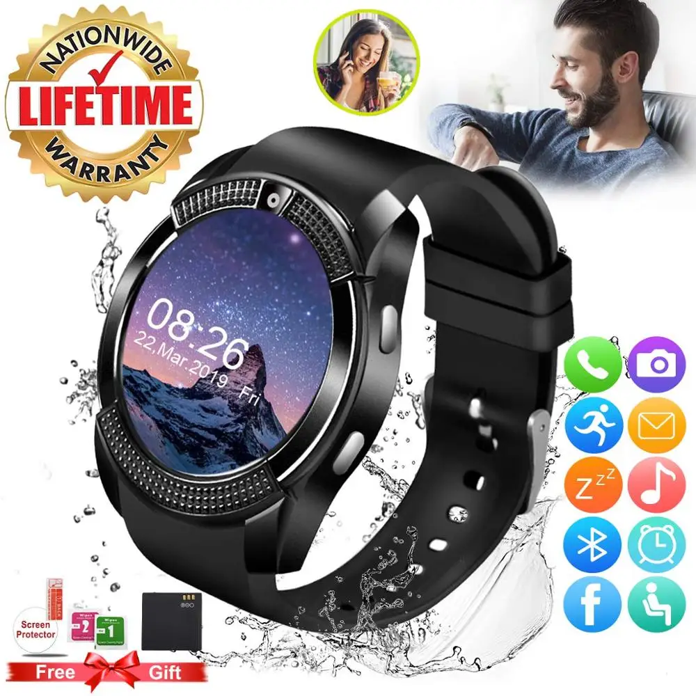 Smart Watch,Smartwatch for Android Phones, Touch Screen with Camera Bluetooth Watch Phone with SIM Card Slot Watch for Women Men