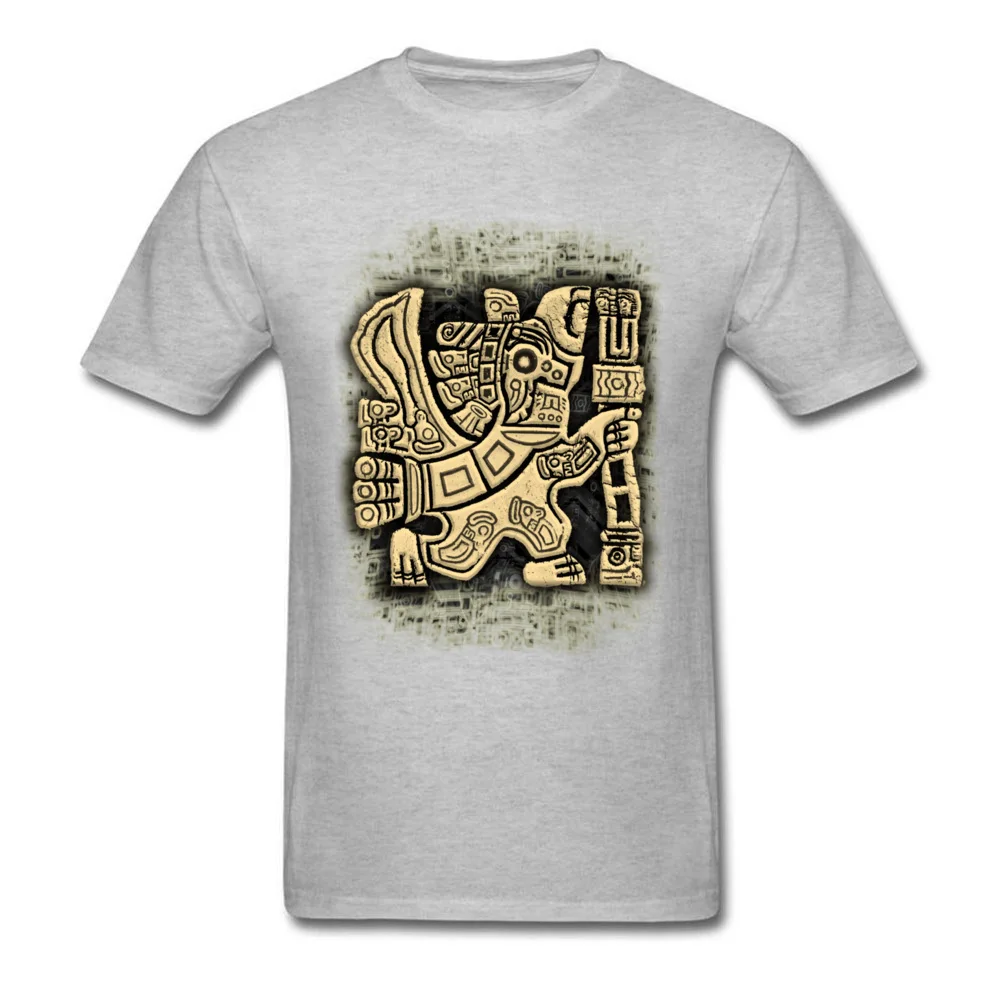 Family Aztec Eagle Warrior Crazy T Shirts Crew Neck Cotton Men Tops Shirts Short Sleeve Summer Fall Crazy Sweatshirts Aztec Eagle Warrior grey