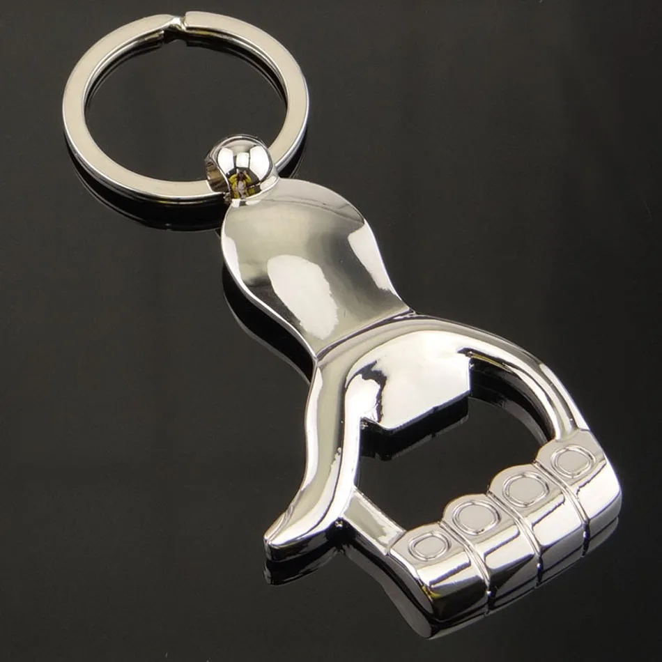 Thumb Up Hand Keychain shaped Bottle Opener zinc alloy Key Ring Beer
