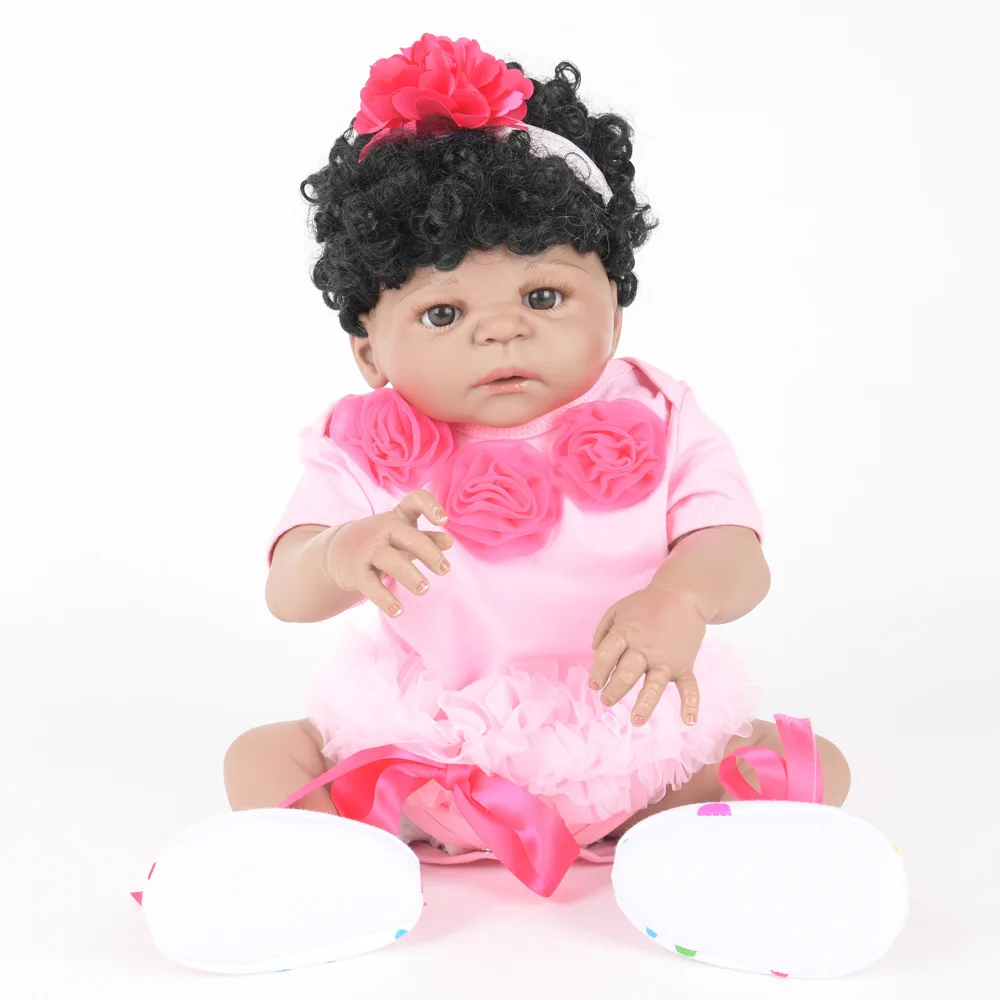 

22 Inch Soft Full Silicone Reborn Baby Newborn Princess Girl Doll for Kids Toy Christmas Birthday Xmas New Year Gift