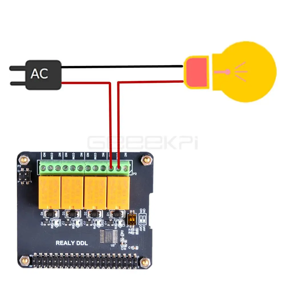 GeeekPi Original 4 Channel Relay Hat Board For Raspberry Pi 4B/ 3B+ (Plus) / 3B / 2B raspberry pi