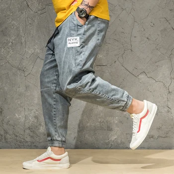 

Plus Size 30-44 46 Fashion Design Biker Denim Harem Pants Punk Style Casual Jean For Men Hight Quality Cotton Male Long Trousers