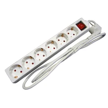 Европейская стандартная розетка, сетевой блок питания 6 переменного тока, Набор розеток, защищенный от перенапряжения, удлинитель, адаптер, кабель 1,5 м, штепсельная вилка европейского стандарта