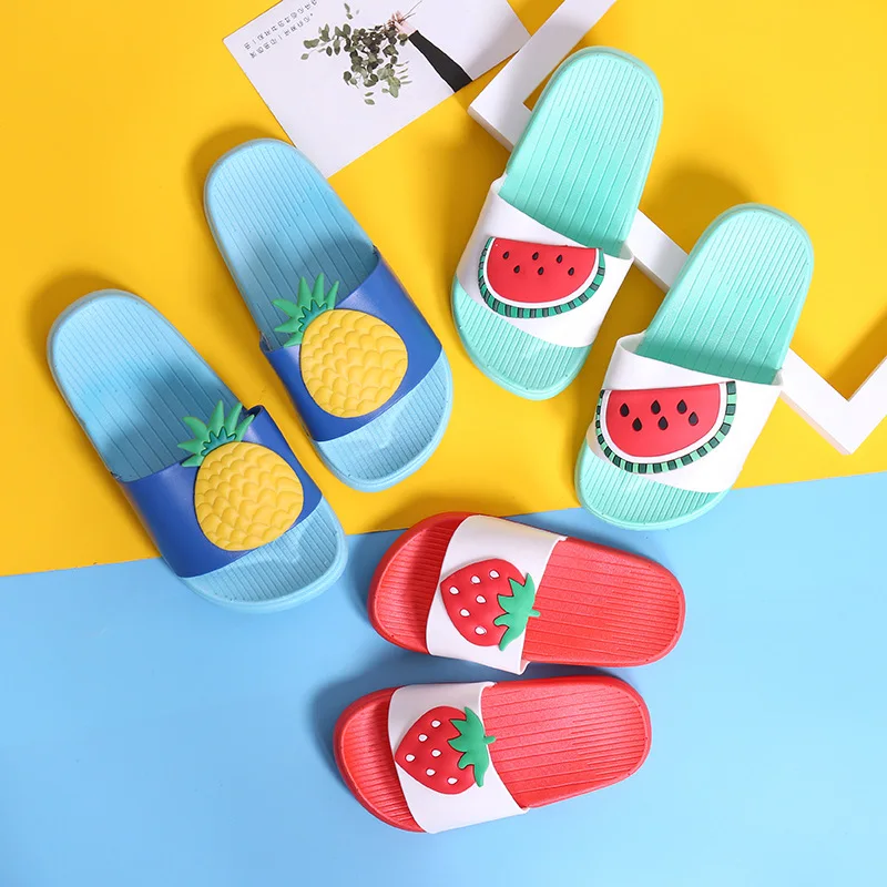 Kids Girls Boys Slippers Toddler Water Children Flip Flops Barefoot Child Cartoon Fruit Beach Shoes Swimming Summer For Baby