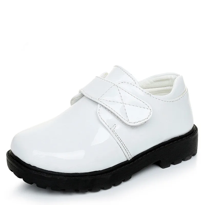 Детская обувь для мальчиков Модная школьная детская кожаная обувь Студенческая черная белая обувь для отдыха с круглым носком кроссовки для выступлений