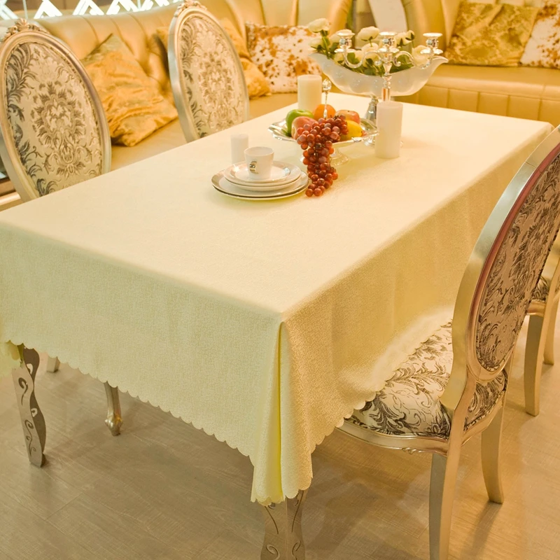 

European Western Style Rectangle Small Polyester Dobby Red Joyous Wedding Tablecloths Hotel Dining Table Round Cloth Cover