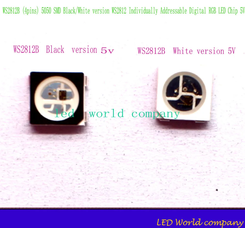 10 шт. WS2812B(4 pin) 5050 SMD черный/белый вариант WS2812 индивидуально адресуемых цифровой RGB светодио дный чип 5 В