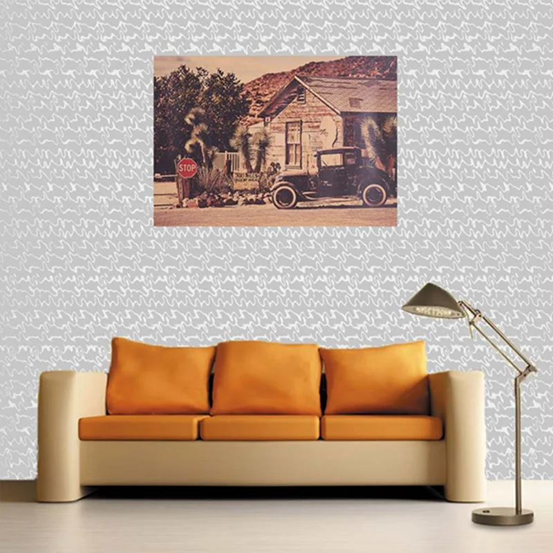 

51x36cm Vintage Car Street Poster Kraft Paper Bar Poster Retro Poster Decorative Painting Wall Stickers