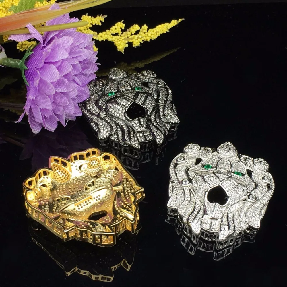 Европейская мода жемчужное ожерелье Фурнитура Золотые Большие Подвески в форме головы льва кулон для изготовления ювелирных изделий проложенный Циркон соединители компоненты