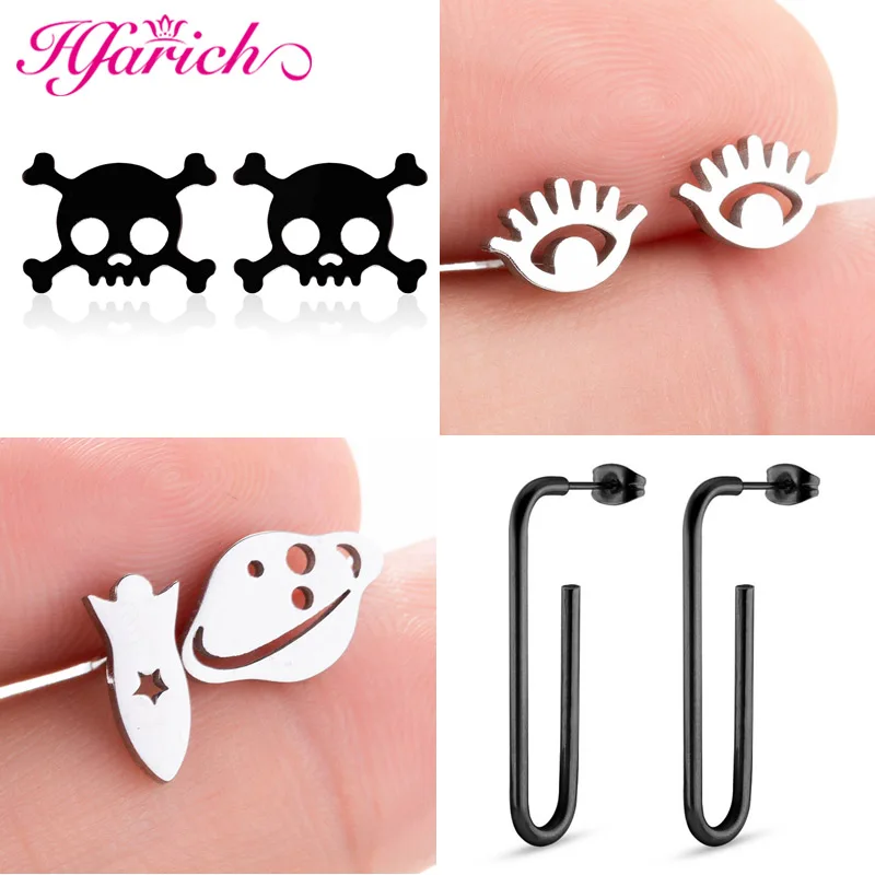 

Hfarich Punk Cartoon Star Planet Stud Earring For Women Saturn Space Piercing Earrings Fashion Funny Jewelry For Gift