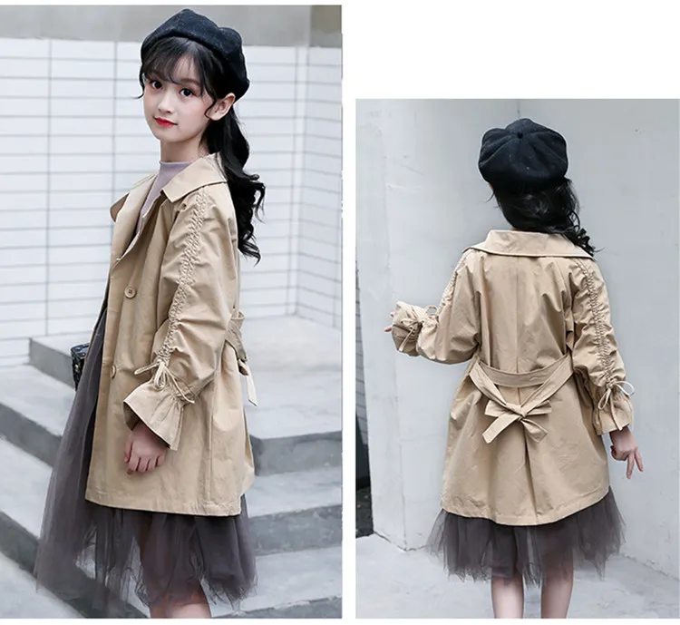 new style girls clothes teens windbreaker children long outfit coat princess trench coats 09