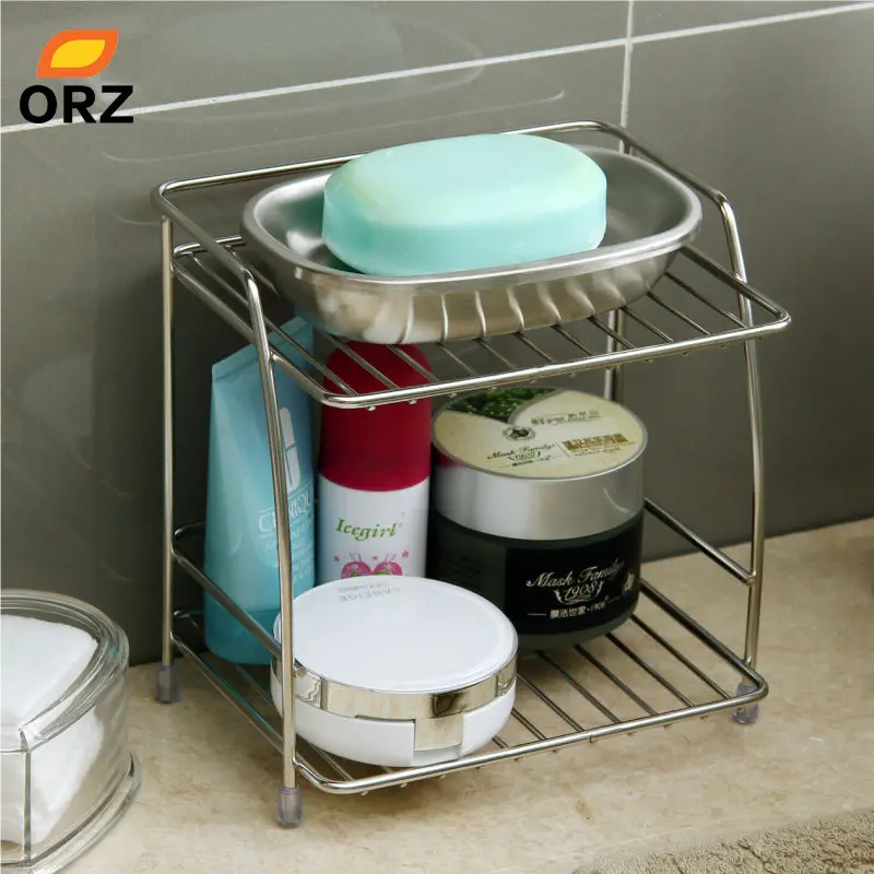 ORZ 2-طبقات الفولاذ المقاوم للصدأ تخزين الرف التوابل بهار سلة منظم مكتب المطبخ الحمام تخزين حامل رف رف ORZ 2-طبقات الفولاذ المقاوم للصدأ تخزين الرف التوابل بهار سلة منظم مكتب المطبخ الحمام تخزين حامل رف رف