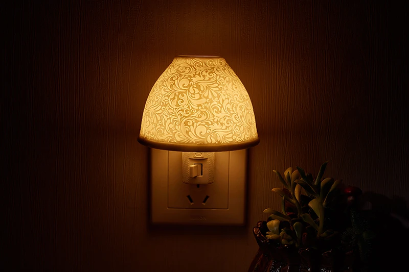 Conduziu a Luz da Noite em Casa Interior da ue Nordic Simples Cerâmica Branca - Eua Plug Iluminação Bebê Sono Leve Romântico Presente Fragrância Lâmpada no 4 UE EUA plug iluminação bebê sono leve