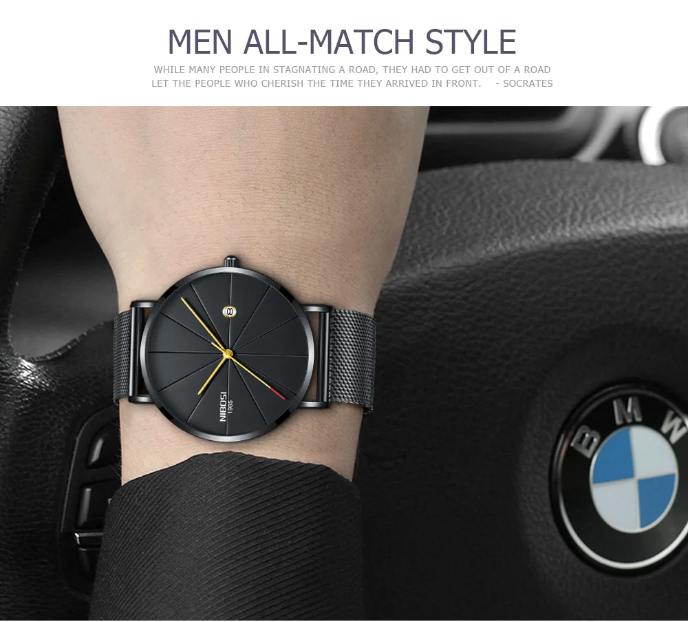 NIBOSI watch men black quartz wristwatches stainless steel mesh brand watches men ultra thin quartz relogio masculino dourado (19)