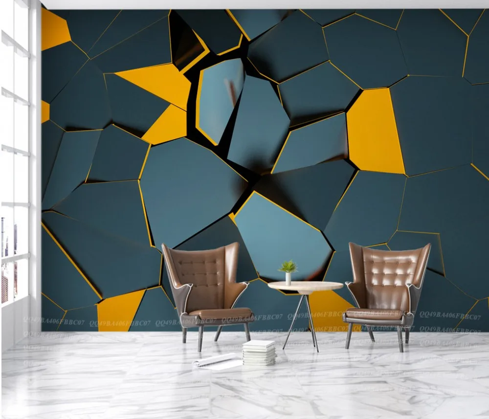 

Free Shipping Crack Geometry Abstract Graphic Blue 3D Wallpaper Mural Bedroom Living Room Wallpaper TV Background Wallpaper