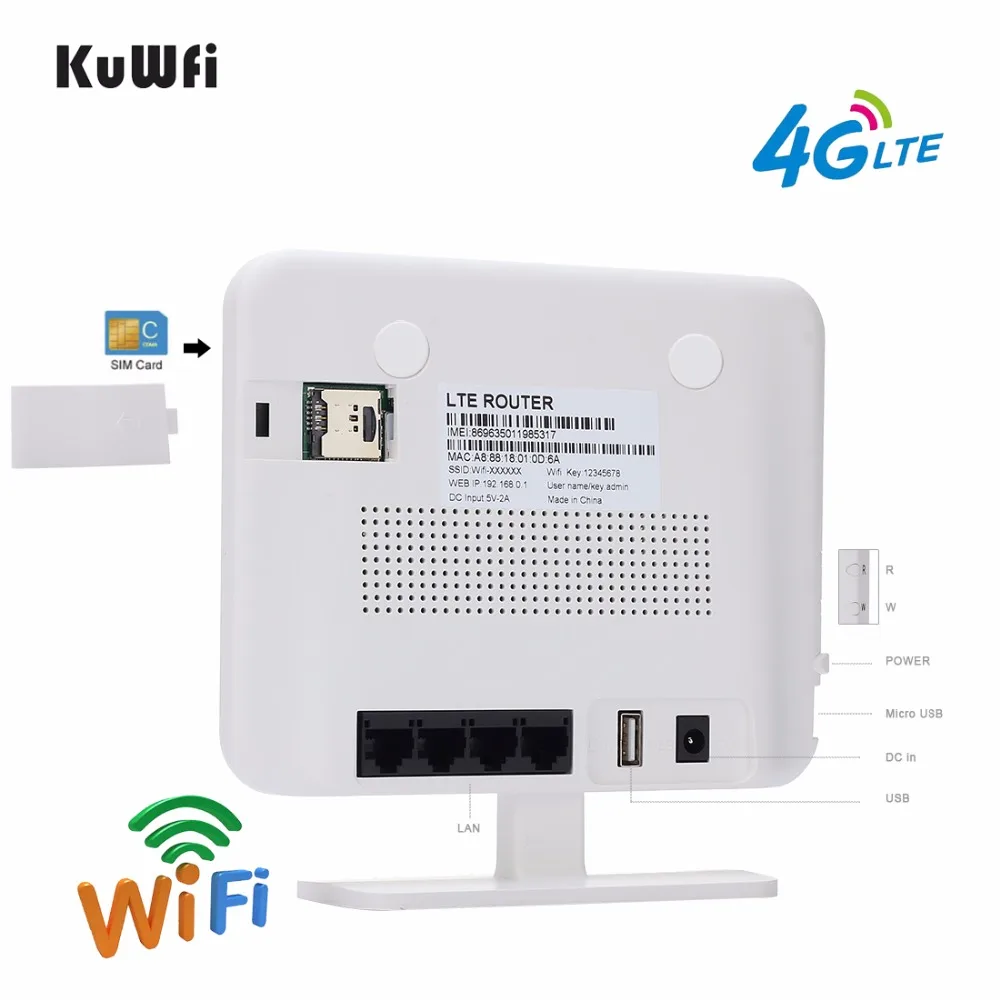 KuWFi обновленная версия беспроводной маршрутизатор 4G LTE 150 Мбит/с CAT4 CPE