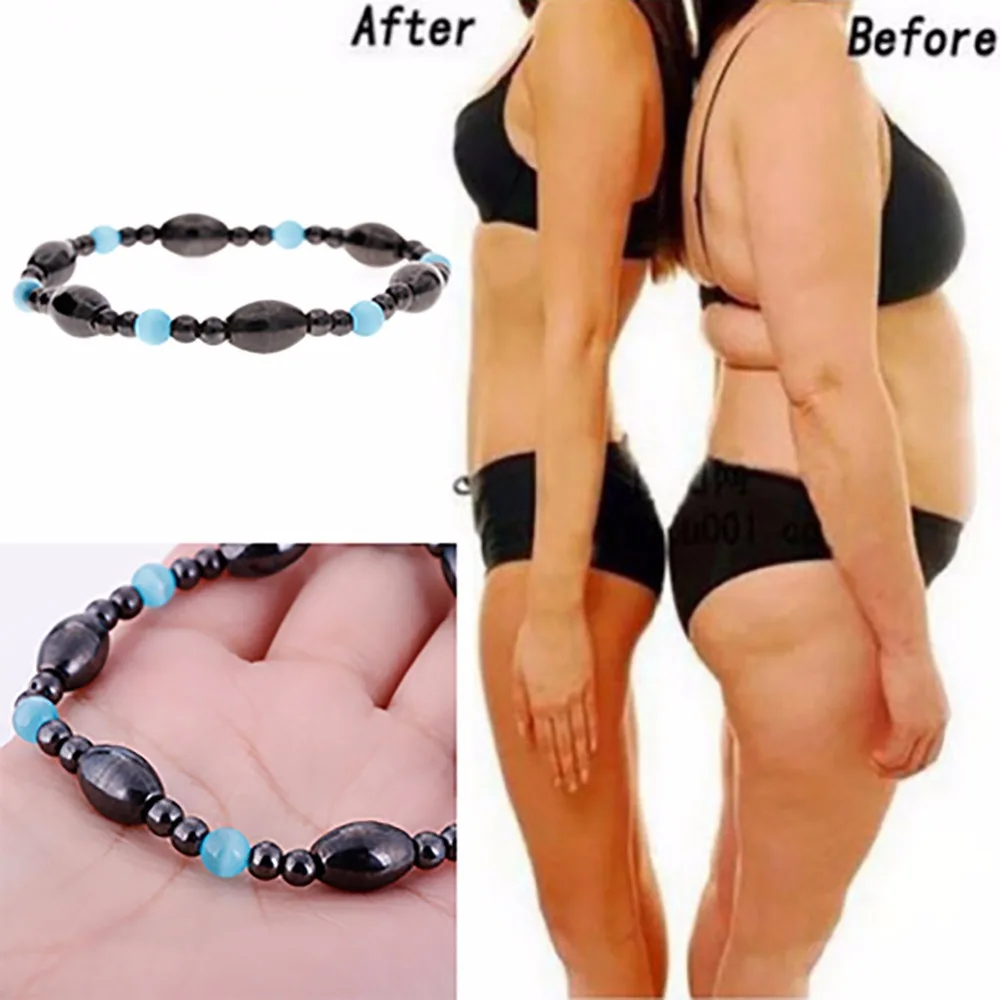 Biomagnetism Nature Magnetic Therapy Black Stone Blue Cat Eye Beaded Bracelet Handmade Health Care font b