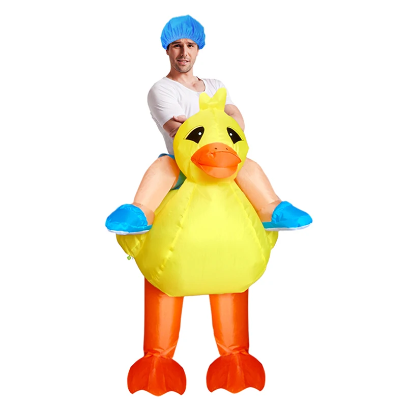 

Adult Riding Yellow Duck Fantasy Halloween Carnival Cosplay Costume Funny Inflatable Suit